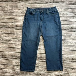 Liverpool Jeans Company Women's Michelle's Capri Jeans 16 Dark Blue Denim Pocket